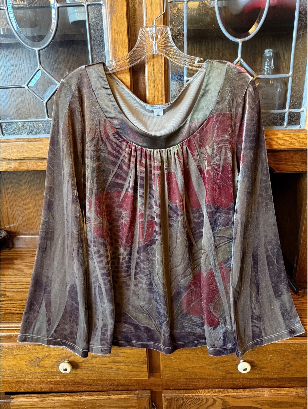 Vintage Y2K Dressbarn Women's L Floral Velvet Whimsigoth Fairy Top